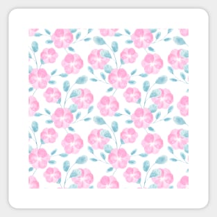 Cute Loose Watercolor Florals in Blue and Pink Sticker